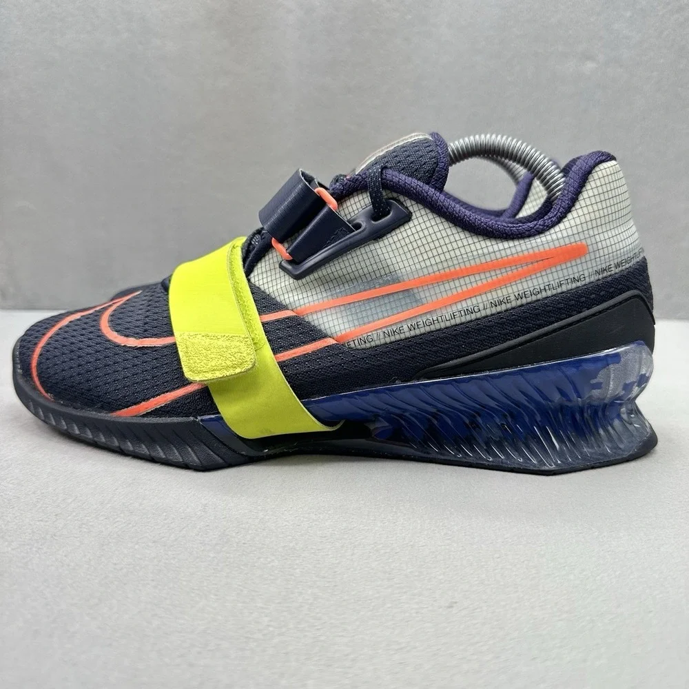 Mens Size 9.5 Nike Romaleos 4 Weightlifting Shoes Blackened Cyber Blue‎ Gym
